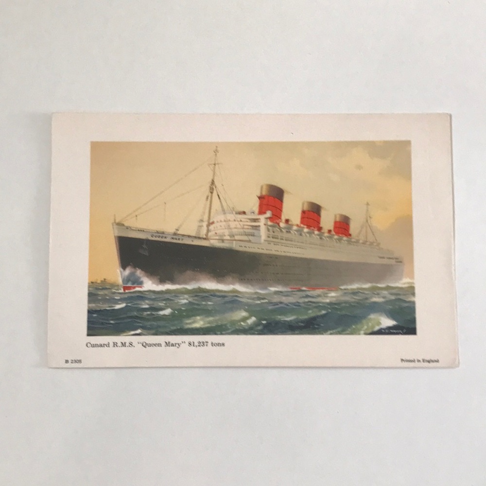 Vintage Cunard RMS Queen Mary Postcard